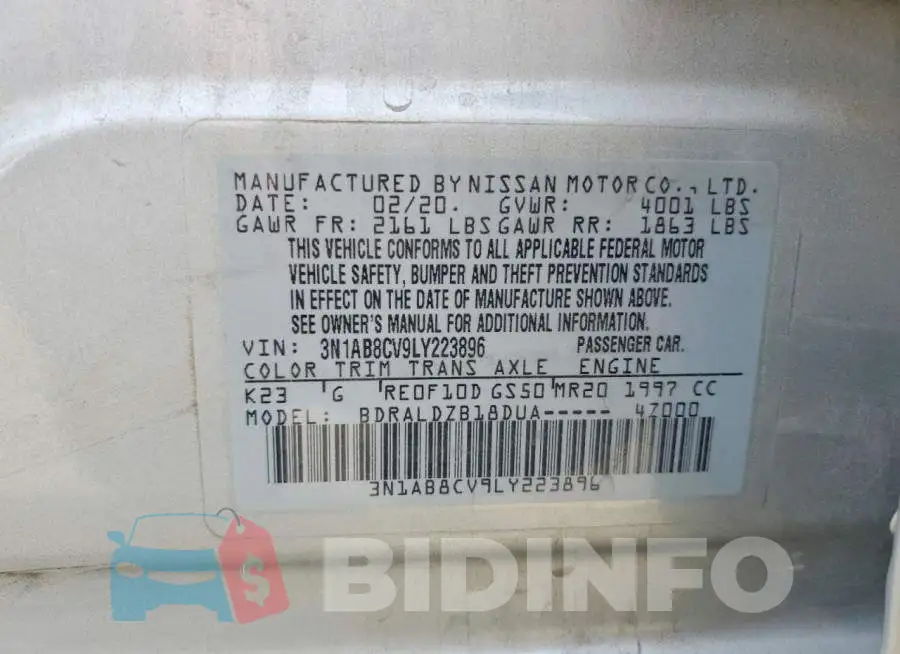 3N1AB8CV9LY223896 Photo# 12