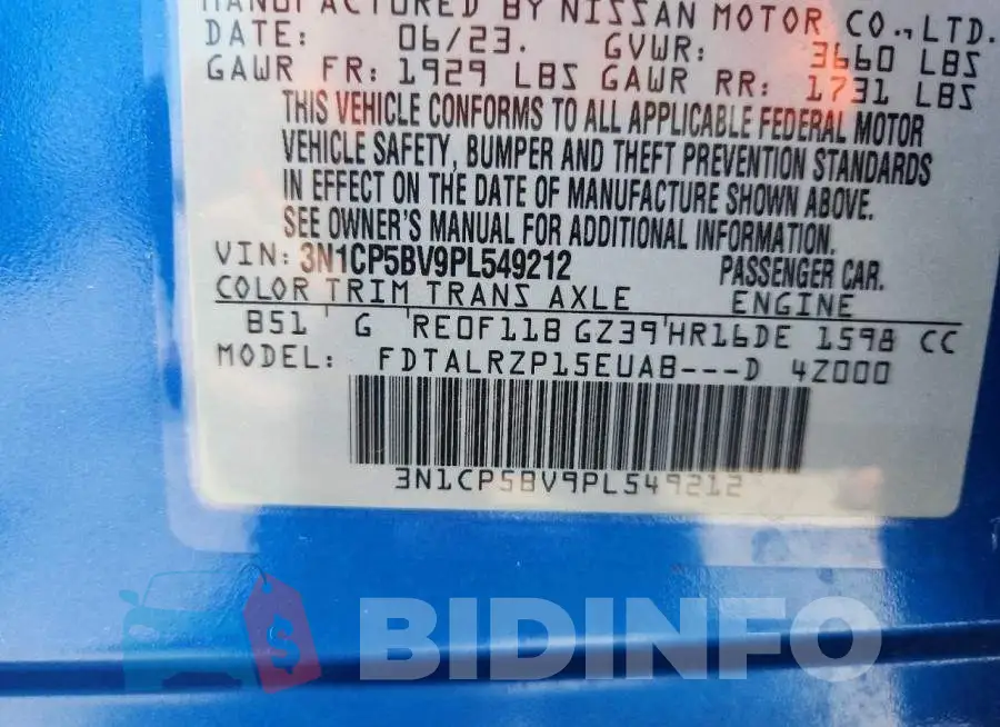 3N1CP5BV9PL549212 Photo# 14