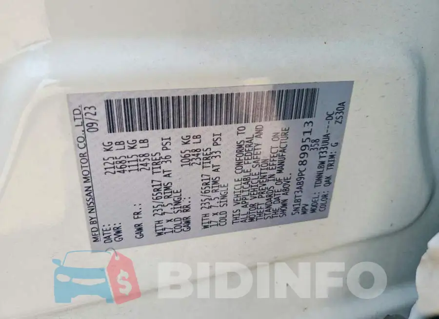 5N1BT3AB9PC899513 Photo# 12