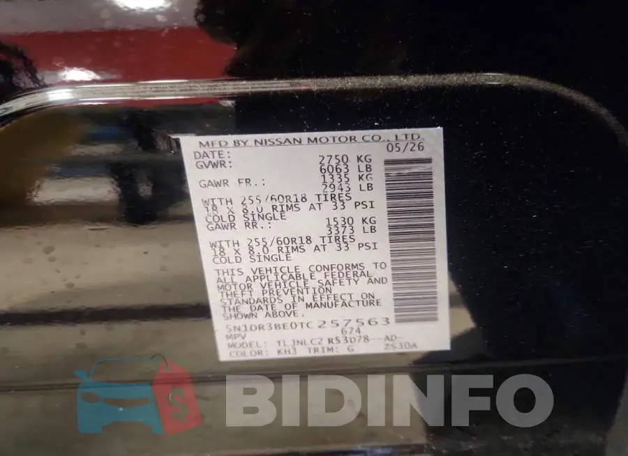 5N1DR3BE0TC257563 Photo# 13