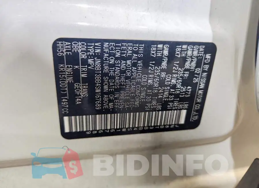 JN8BT3BB4SW167689 Photo# 14