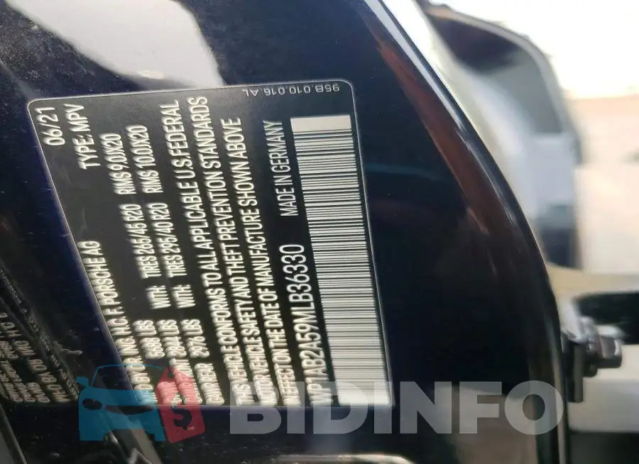 WP1AB2A59MLB36330 Photo# 14
