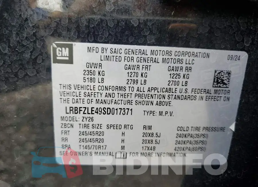 LRBFZLE49SD017371 Photo# 14