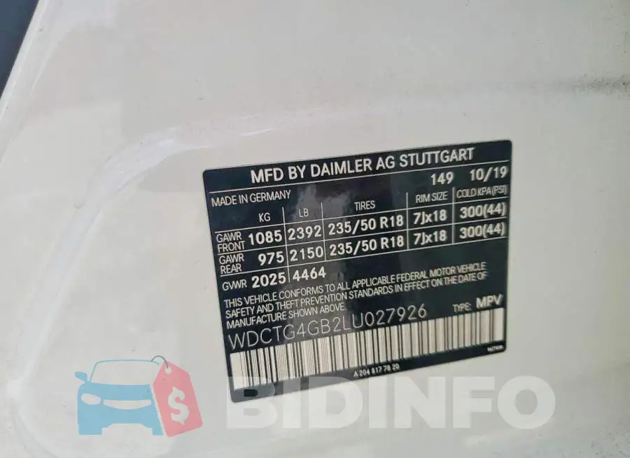WDCTG4GB2LU027926 Photo# 13