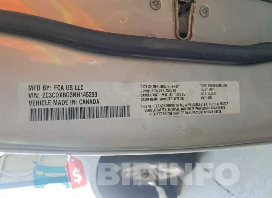 2C3CDXBG3NH145299 Photo# 12