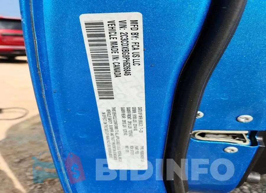 2C3CDXBG8PH626846 Photo# 12