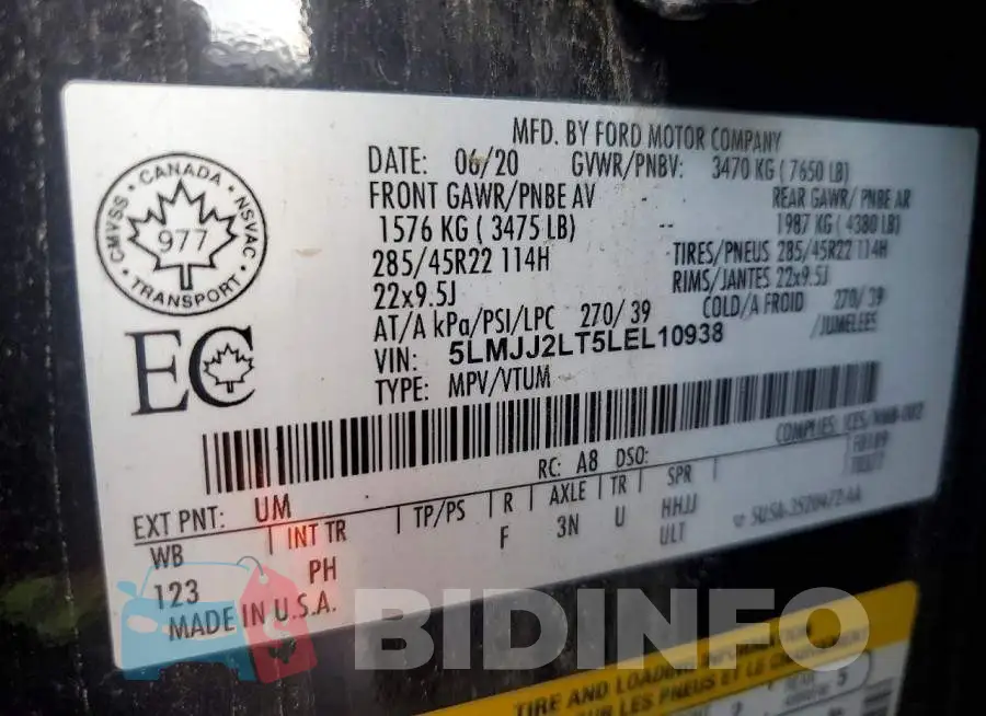 5LMJJ2LT5LEL10938 Photo# 14