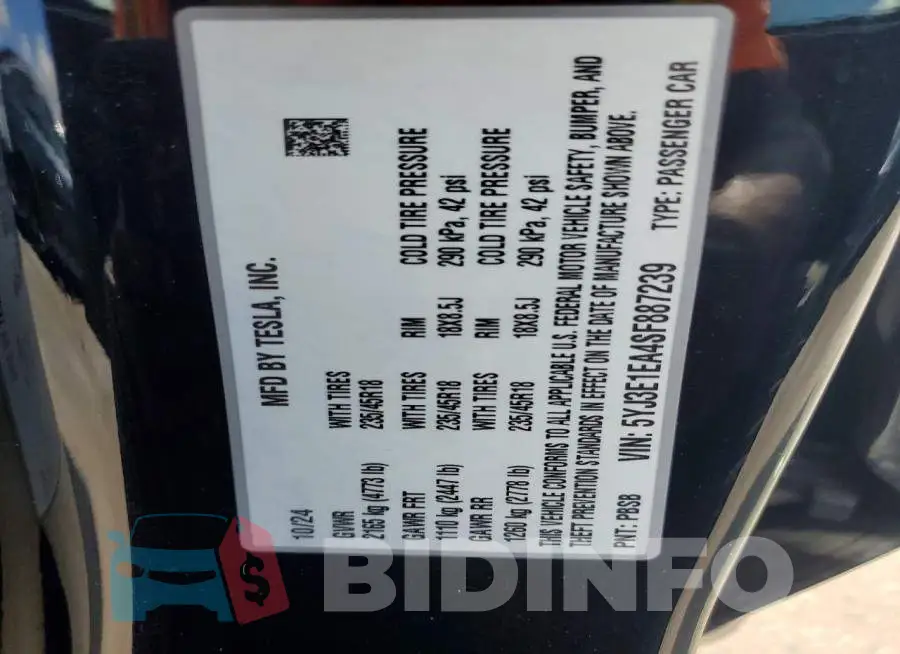 5YJ3E1EA4SF887239 Photo# 12