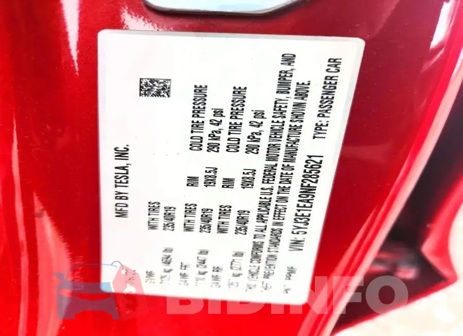 5YJ3E1EA9NF285621 Photo# 12