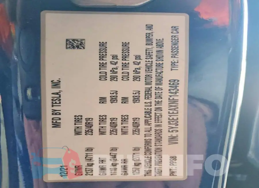 5YJ3E1EAXNF143469 Photo# 12