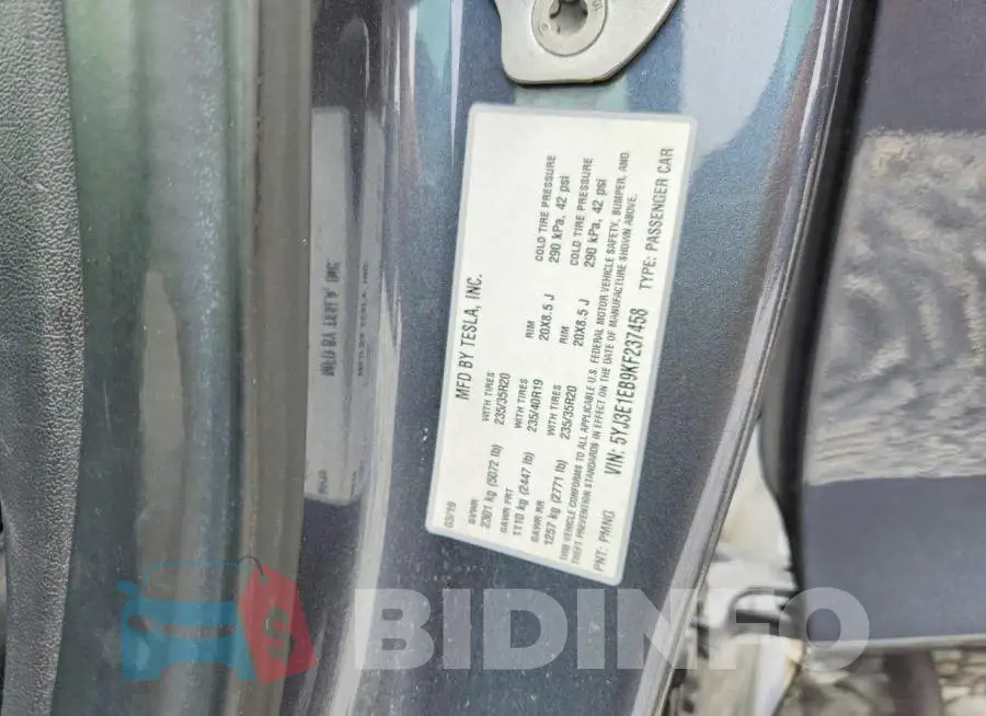 5YJ3E1EB9KF237458 Photo# 13