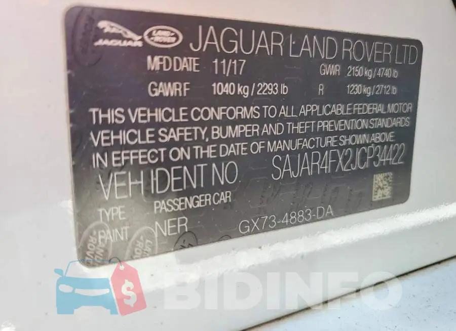 SAJAR4FX2JCP34422 Photo# 12