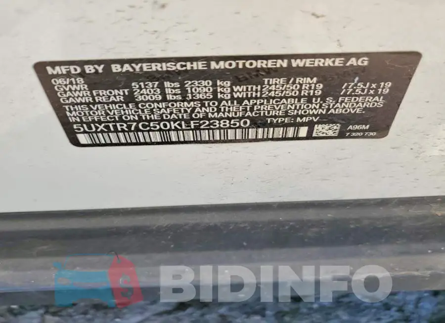 5UXTR7C50KLF23850 Photo# 13