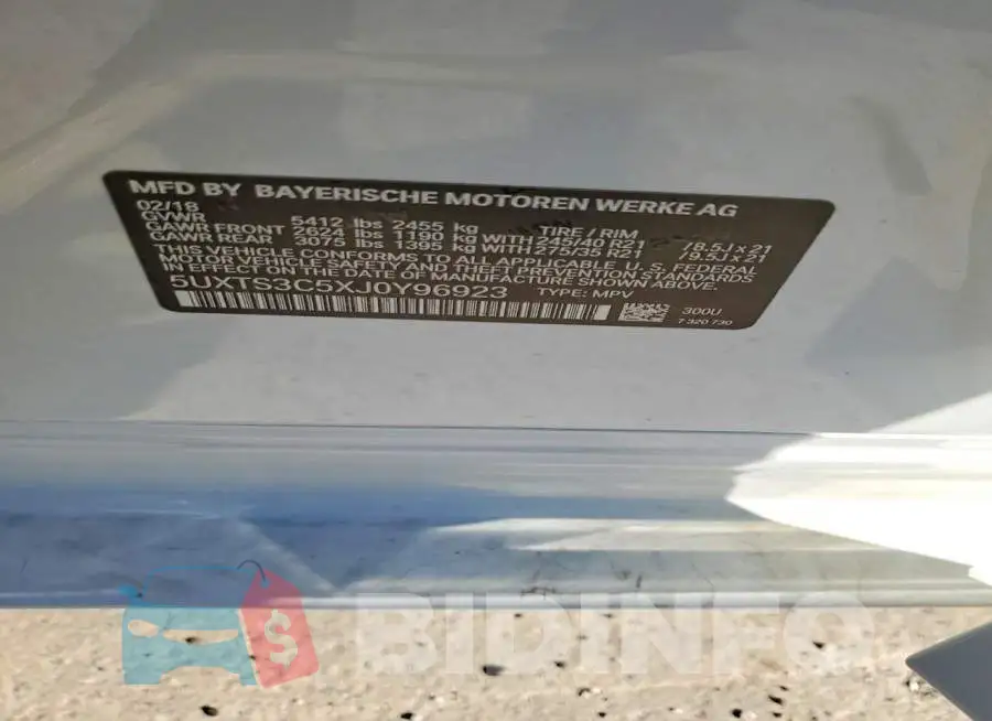 5UXTS3C5XJ0Y96923 Photo# 13