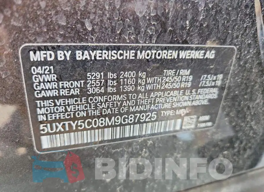 5UXTY5C08M9G87925 Photo# 13