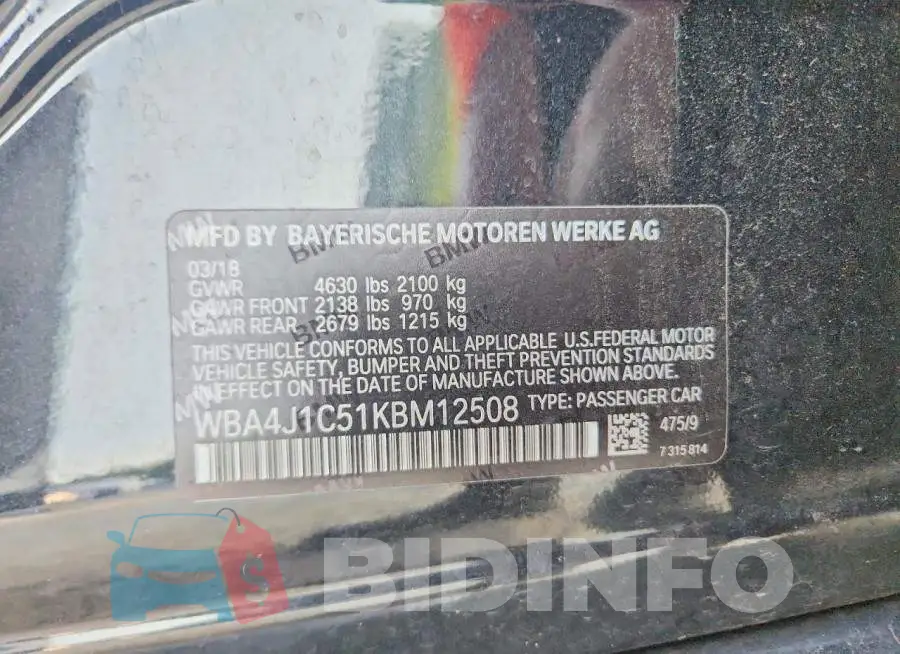 WBA4J1C51KBM12508 Photo# 12