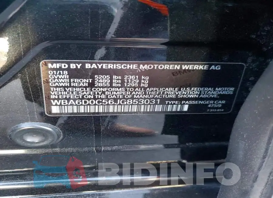 WBA6D0C56JG853031 Photo# 13