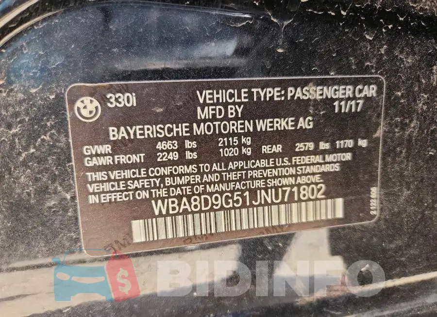 WBA8D9G51JNU71802 Photo# 13