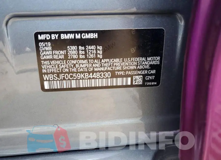 WBSJF0C59KB448330 Photo# 12