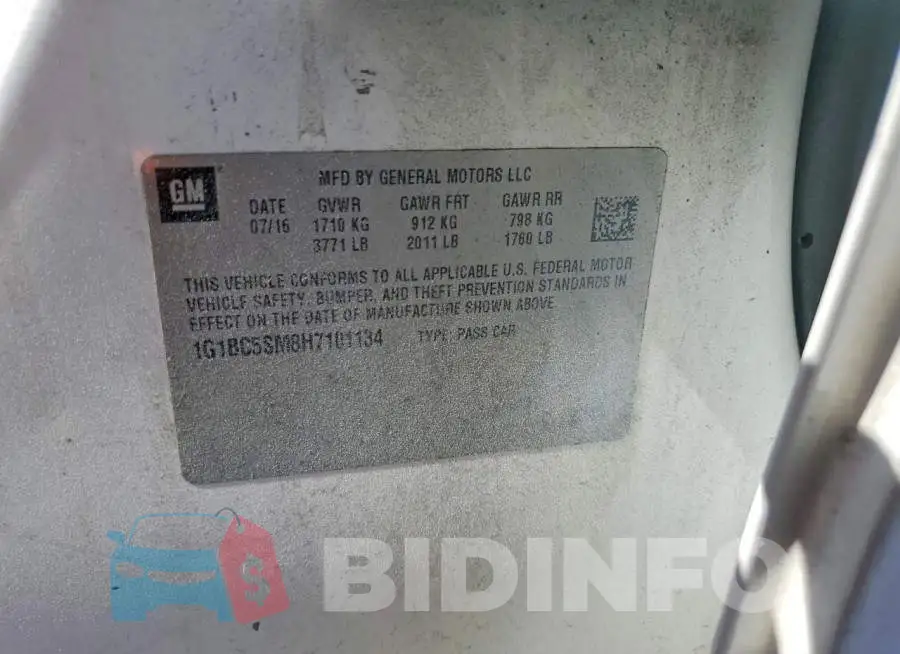 1G1BC5SM8H7101134 Photo# 12