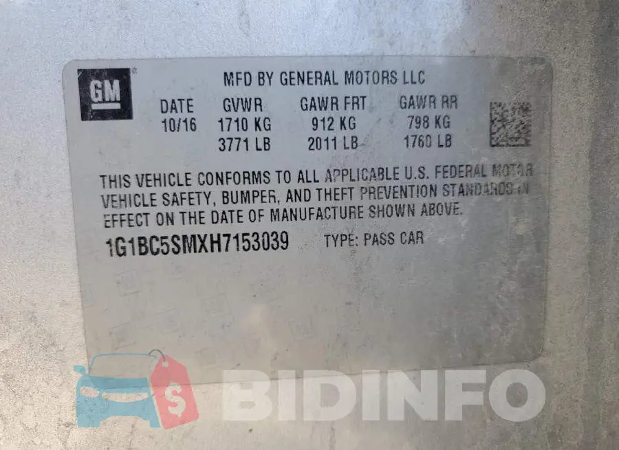 1G1BC5SMXH7153039 Photo# 12