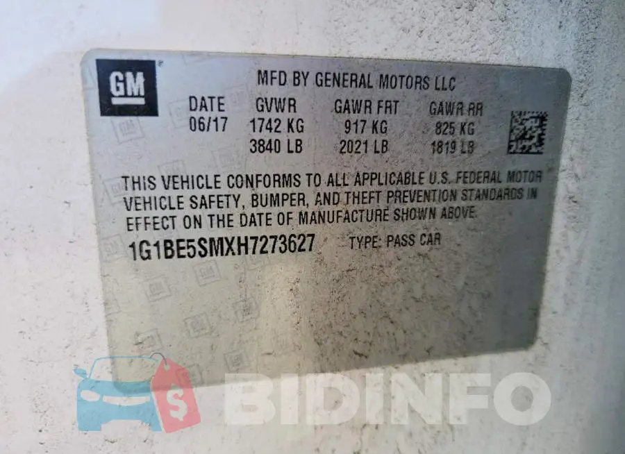 1G1BE5SMXH7273627 Photo# 12