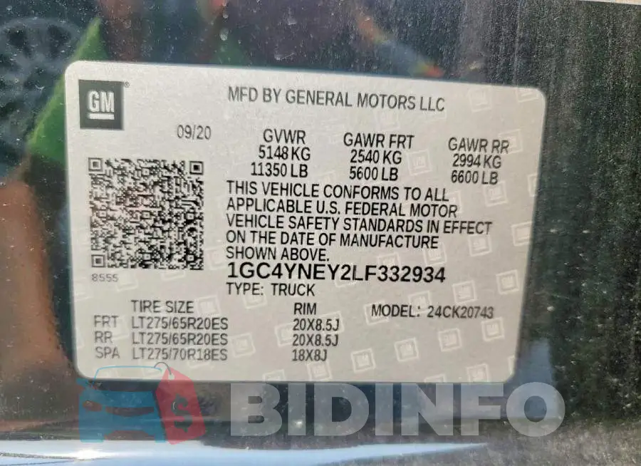 1GC4YNEY2LF332934 Photo# 12