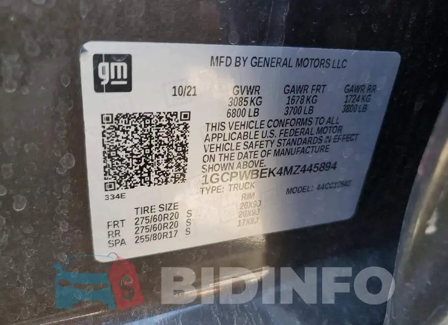 1GCPWBEK4MZ445894 Photo# 12