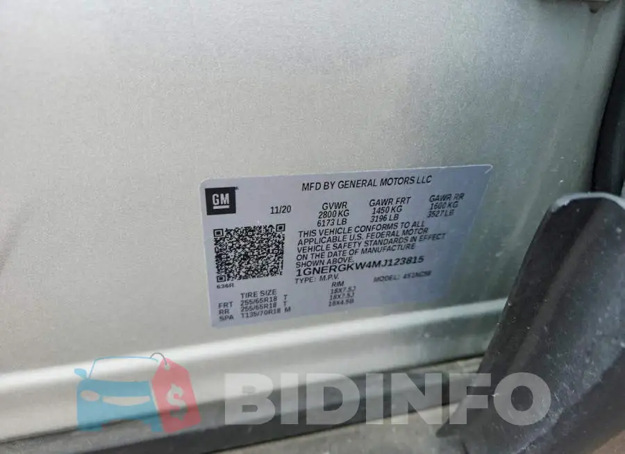 1GNERGKW4MJ123815 Photo# 13