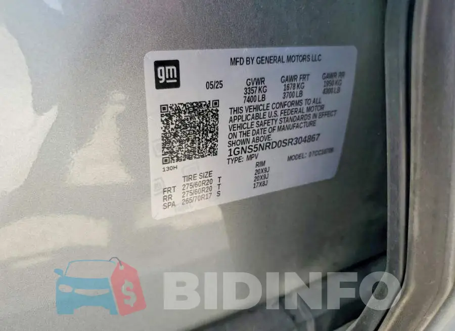 1GNS5NRD0SR304867 Photo# 14