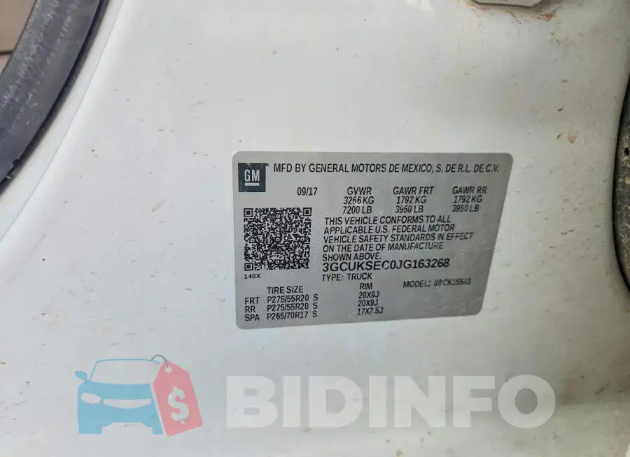 3GCUKSEC0JG163268 Photo# 12