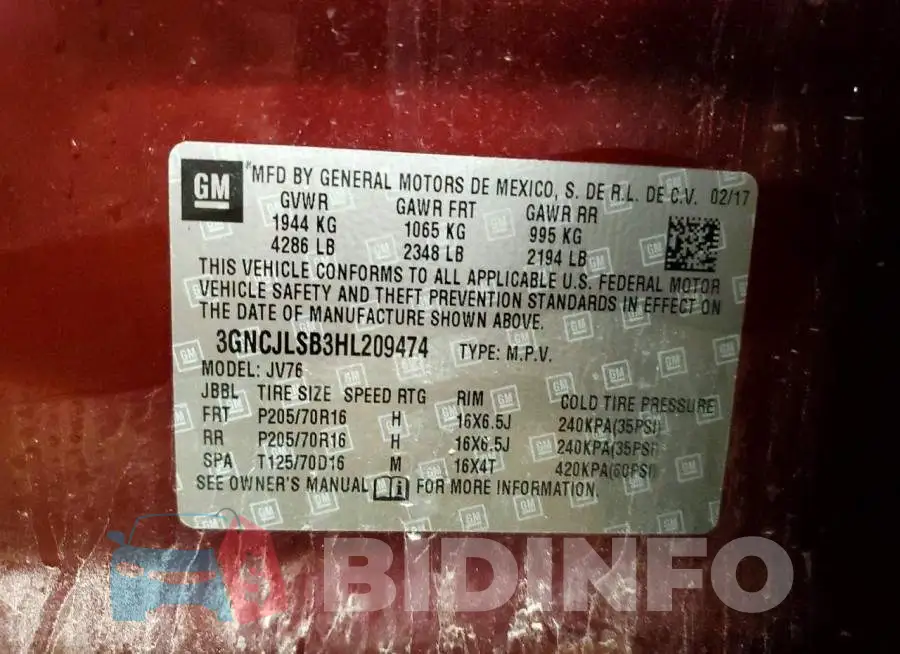 3GNCJLSB3HL209474 Photo# 13