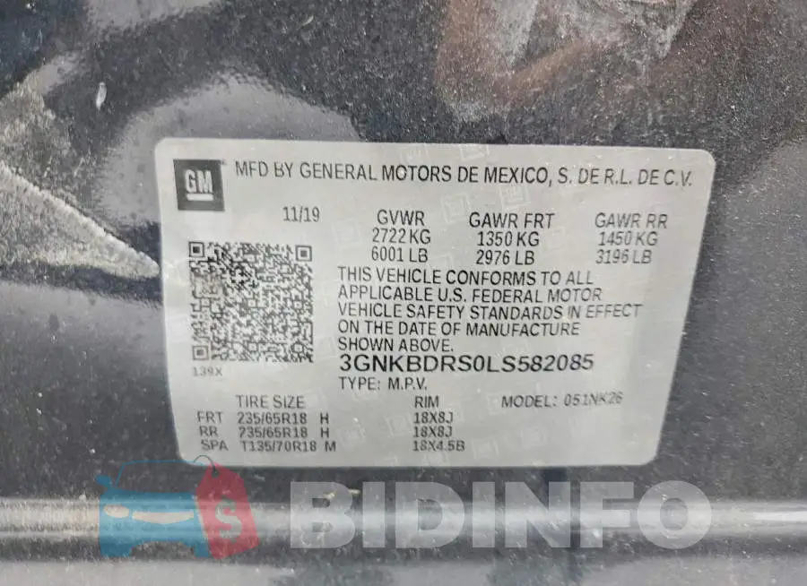3GNKBDRS0LS582085 Photo# 13