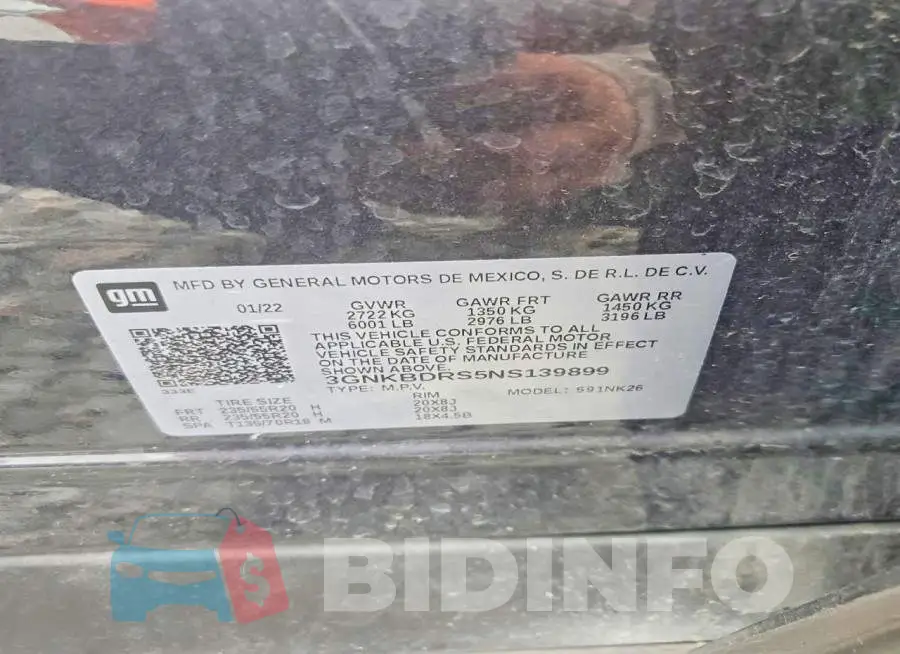 3GNKBDRS5NS139899 Photo# 13