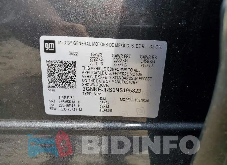 3GNKBJRS1NS195823 Photo# 13