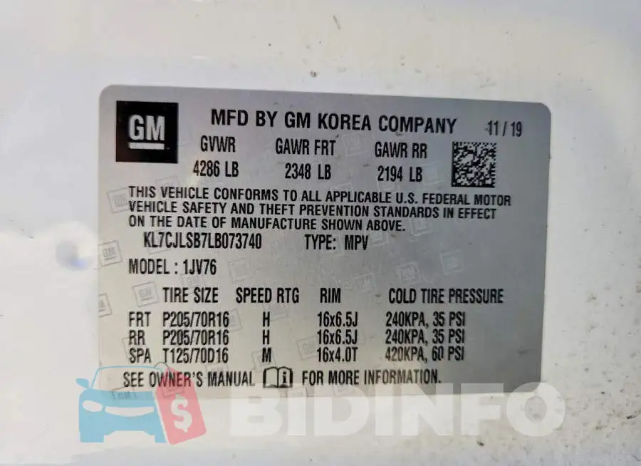 KL7CJLSB7LB073740 Photo# 13