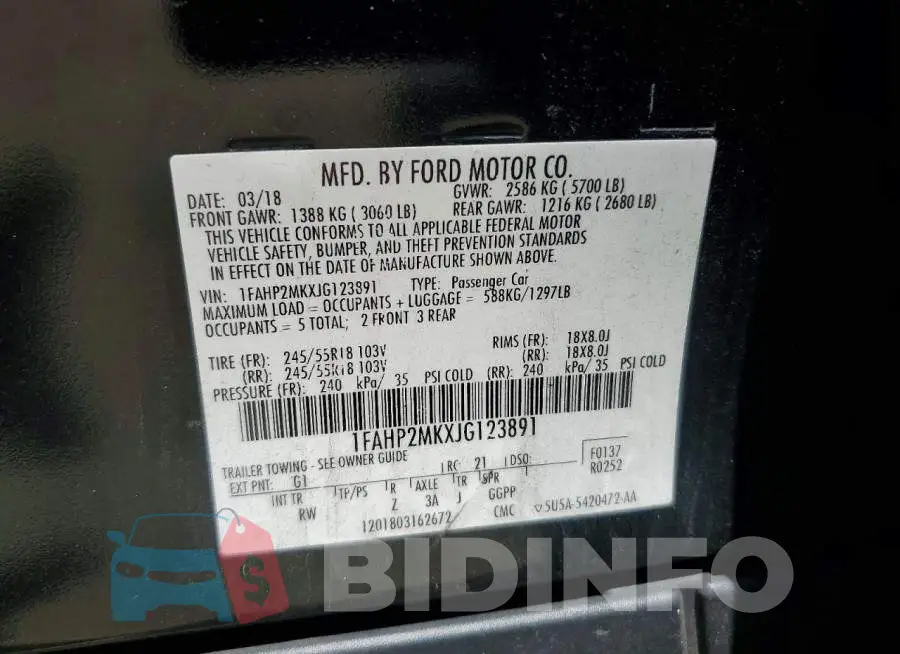 1FAHP2MKXJG123891 Photo# 12