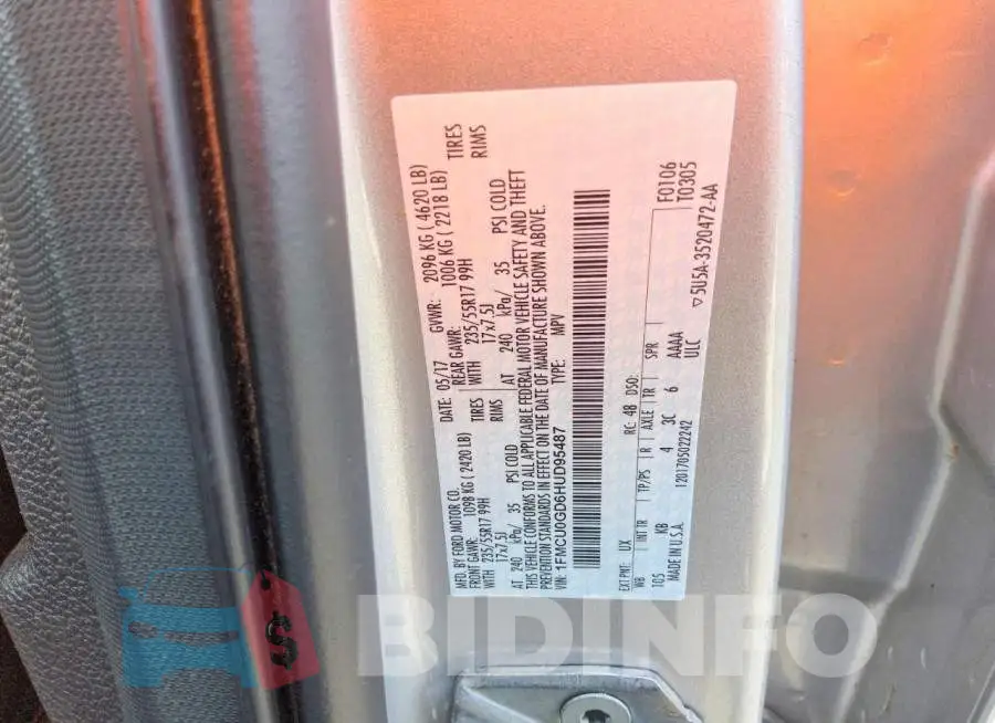 1FMCU0GD6HUD95487 Photo# 13