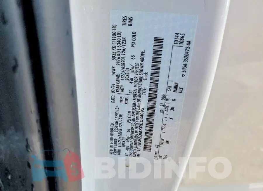 1FT8W2BMXRED44092 Photo# 12