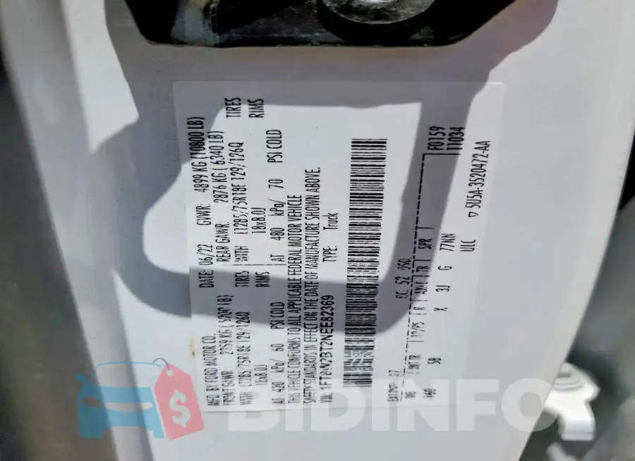 1FT8W2BT2NEE82369 Photo# 12