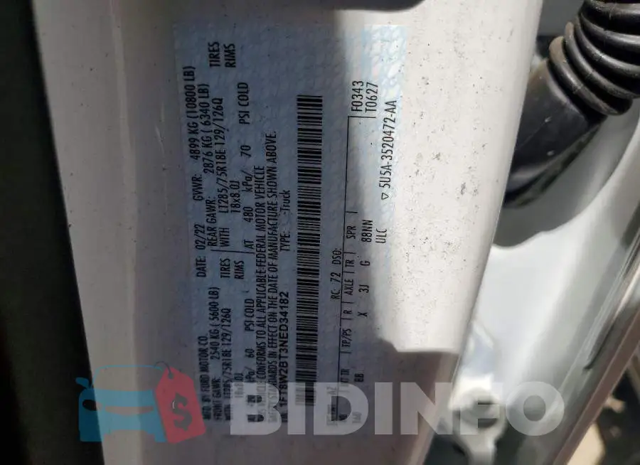 1FT8W2BT3NED34182 Photo# 12