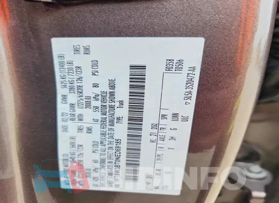 1FT8W3BT0NED69185 Photo# 12