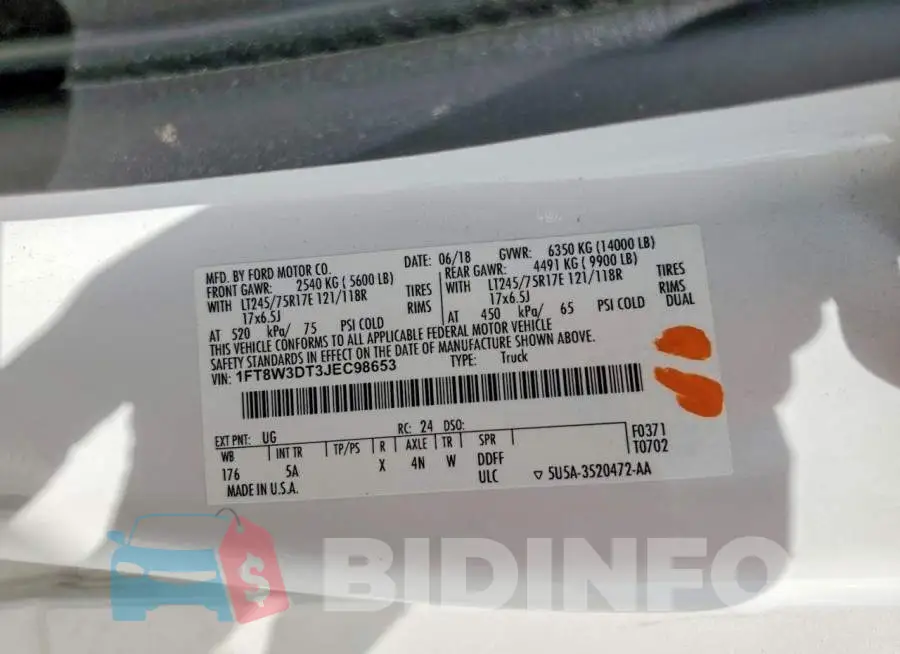 1FT8W3DT3JEC98653 Photo# 12