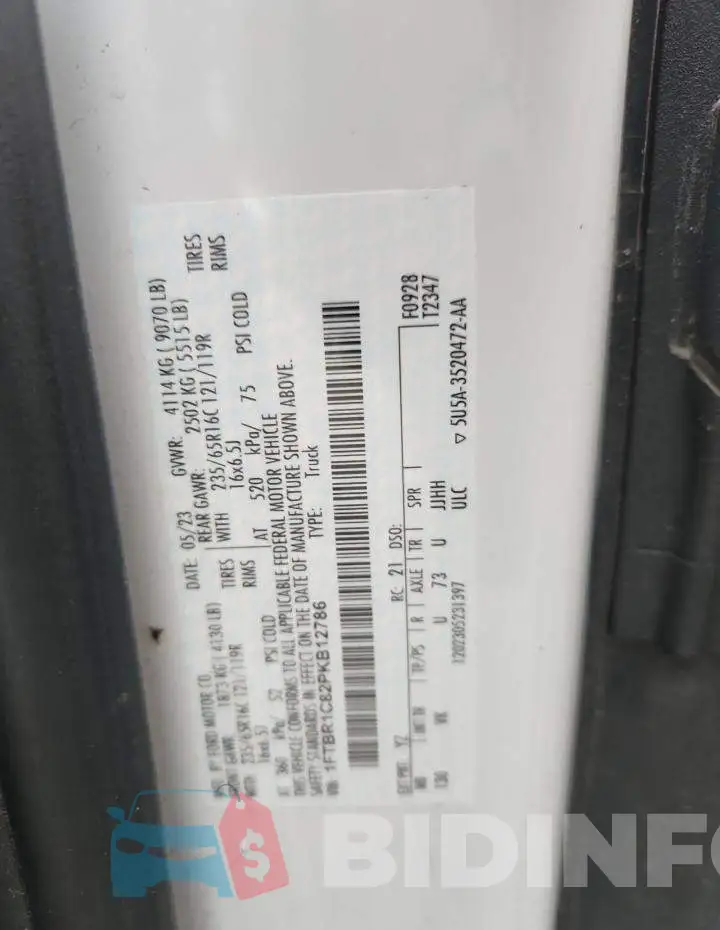 1FTBR1C82PKB12786 Photo# 13