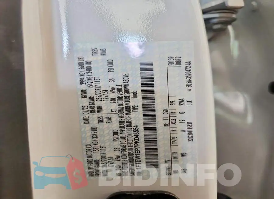 1FTEW1EP7PKD48554 Photo# 12