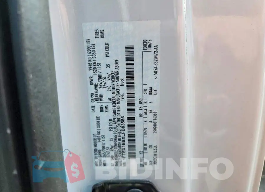 1FTEX1EBXLFB83586 Photo# 12