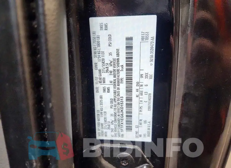 1FTFX1EG6JKD15313 Photo# 12