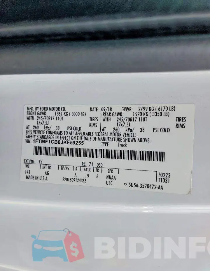 1FTMF1CB8JKF59255 Photo# 12