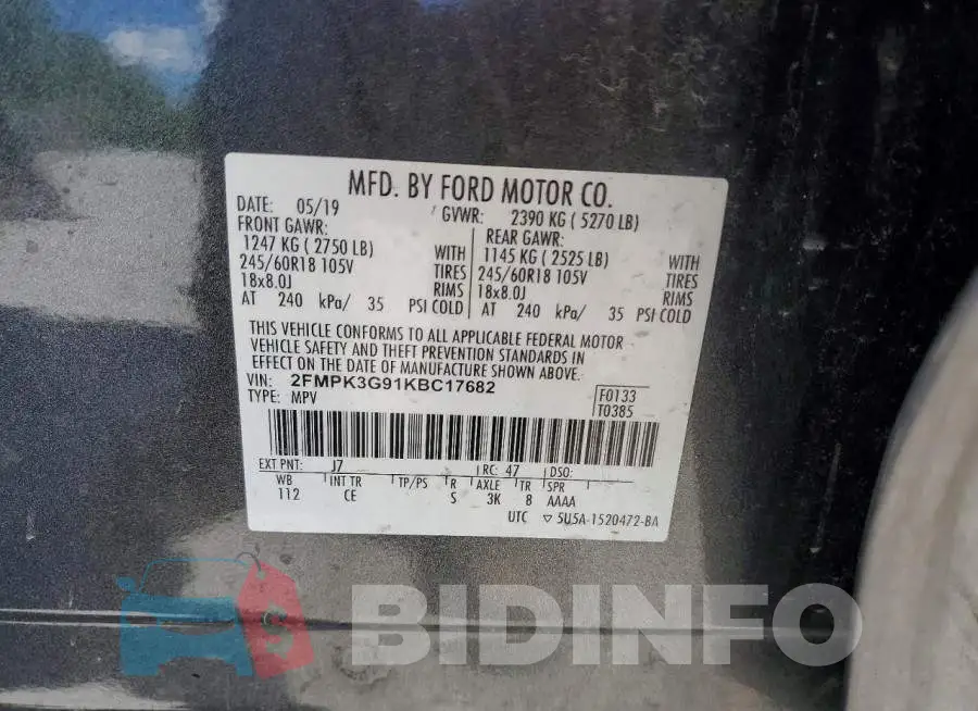 2FMPK3G91KBC17682 Photo# 13