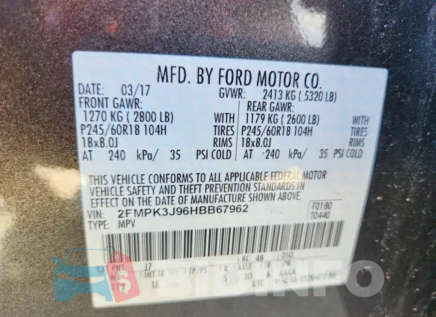 2FMPK3J96HBB67962 Photo# 13